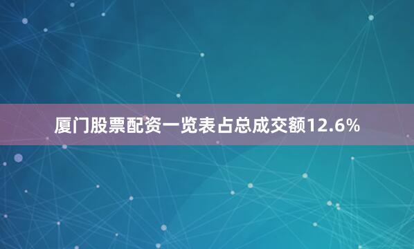 厦门股票配资一览表占总成交额12.6%
